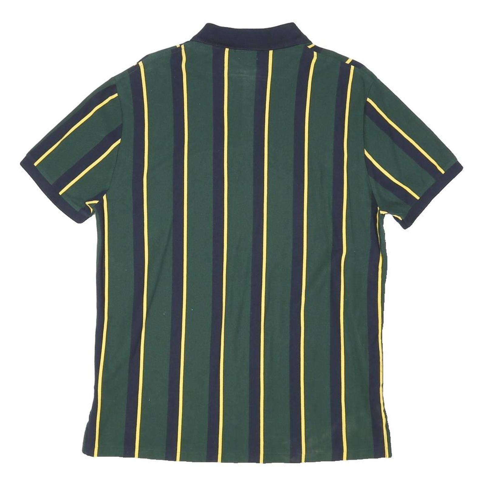 POLO RALPH LAUREN Mens Green & Yellow Striped Short Sleeve Polo Shirt L Cotton