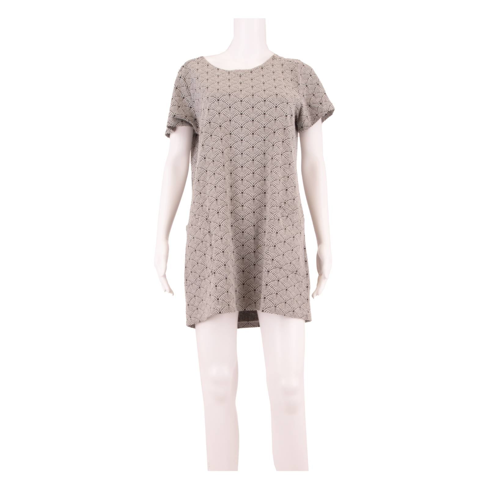 WHITE STUFF Womens Shift Dress White Crazy Pattern Short Sleeve Short UK 14