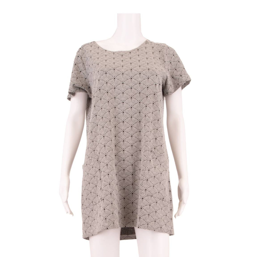 WHITE STUFF Womens Shift Dress White Crazy Pattern Short Sleeve Short UK 14