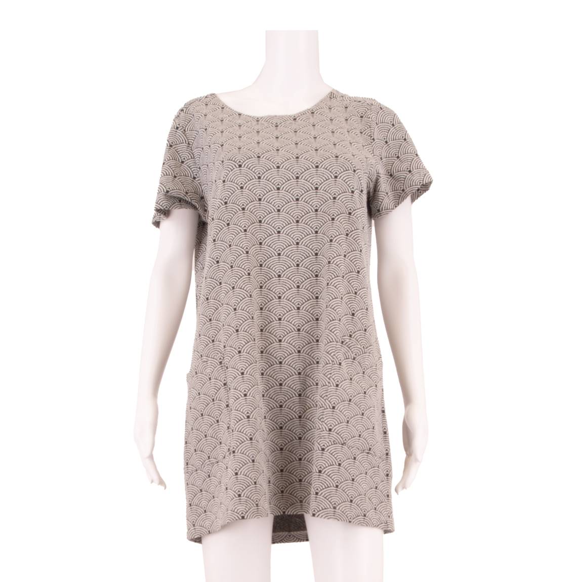 WHITE STUFF Womens Shift Dress White Crazy Pattern Short Sleeve Short UK 14