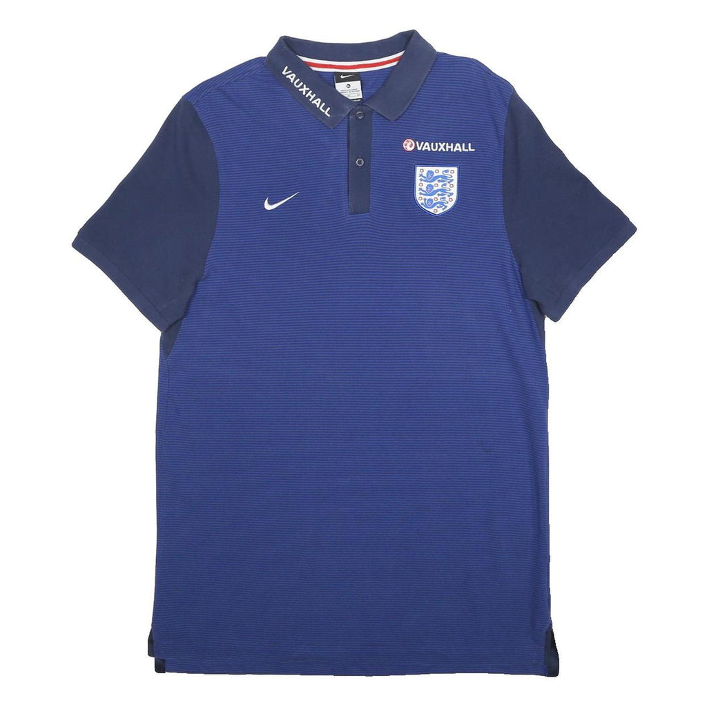 NIKE Mens Blue England Crest Short Sleeve Polo Shirt XL Football Sponsors