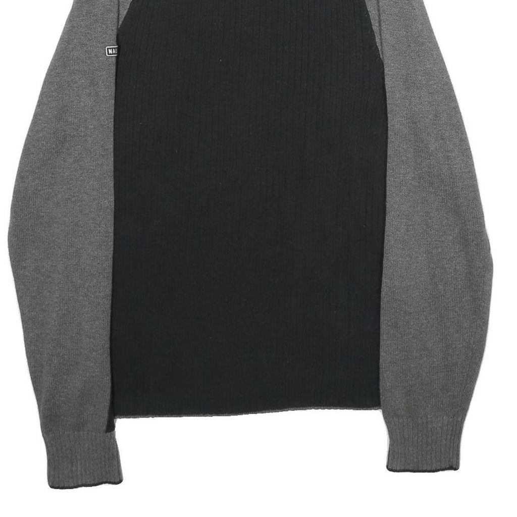 NAUTICA Mens Black & Grey Colourblock Jumper Cotton Pullover Rib Knit XL Casual