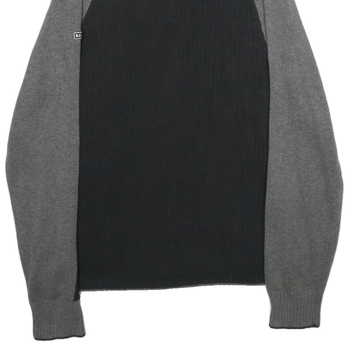 NAUTICA Mens Black & Grey Colourblock Jumper Cotton Pullover Rib Knit XL Casual