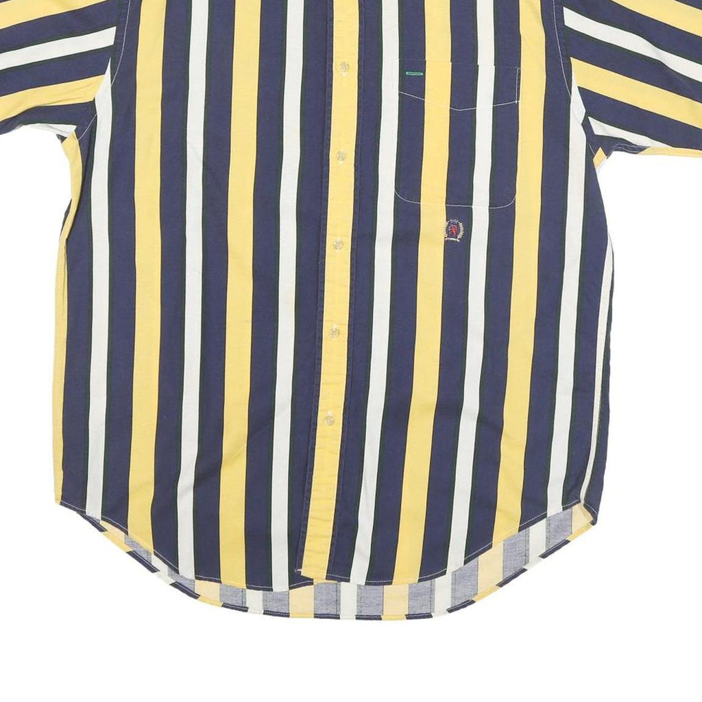 TOMMY HILFIGER Mens Yellow & Navy Stripe Shirt S Button Down Casual Cotton