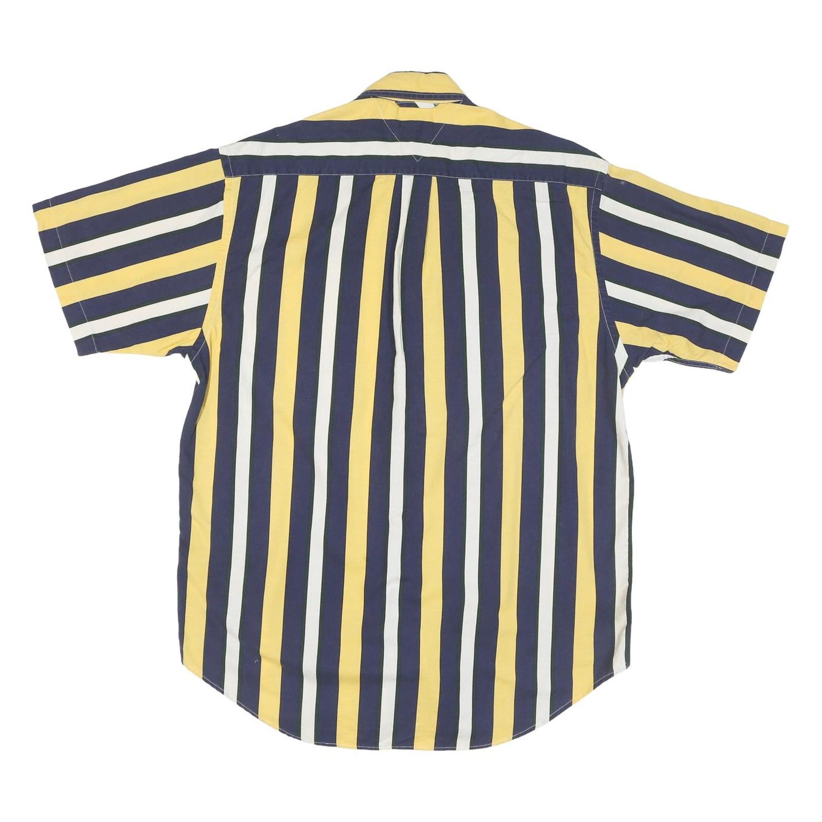 TOMMY HILFIGER Mens Yellow & Navy Stripe Shirt S Button Down Casual Cotton