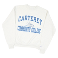 CHAMPION Mens Cream Carteret Community College Crew Neck S Cotton Blend