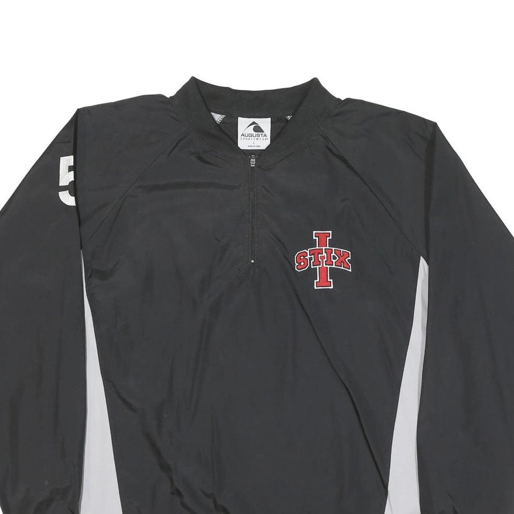 AUGUSTA Mens Black & Grey Stix Zip Jacket L Polyester Blend Athletic Sports