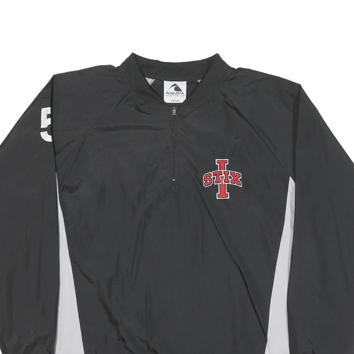 AUGUSTA Mens Black & Grey Stix Zip Jacket L Polyester Blend Athletic Sports