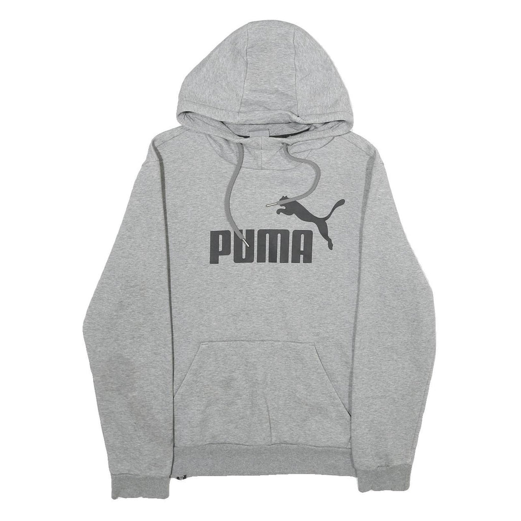 PUMA Mens Grey Hoodie S Cotton Blend Pullover Sweatshirt Casual
