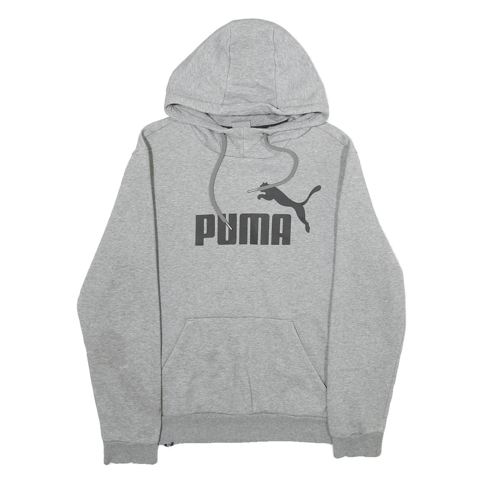 PUMA Mens Grey Hoodie S Cotton Blend Pullover Sweatshirt Casual