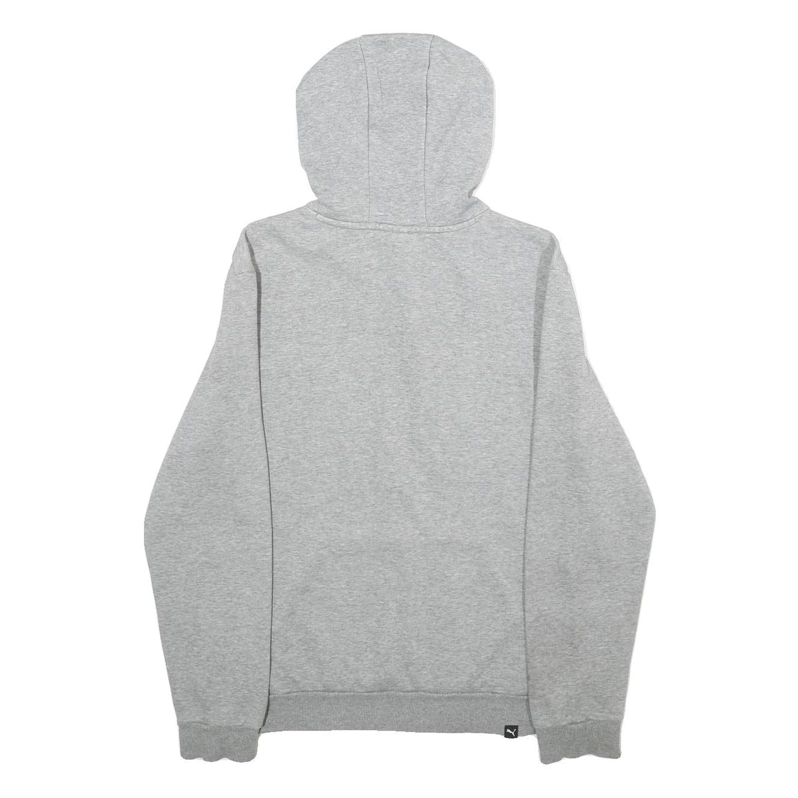 PUMA Mens Grey Hoodie S Cotton Blend Pullover Sweatshirt Casual