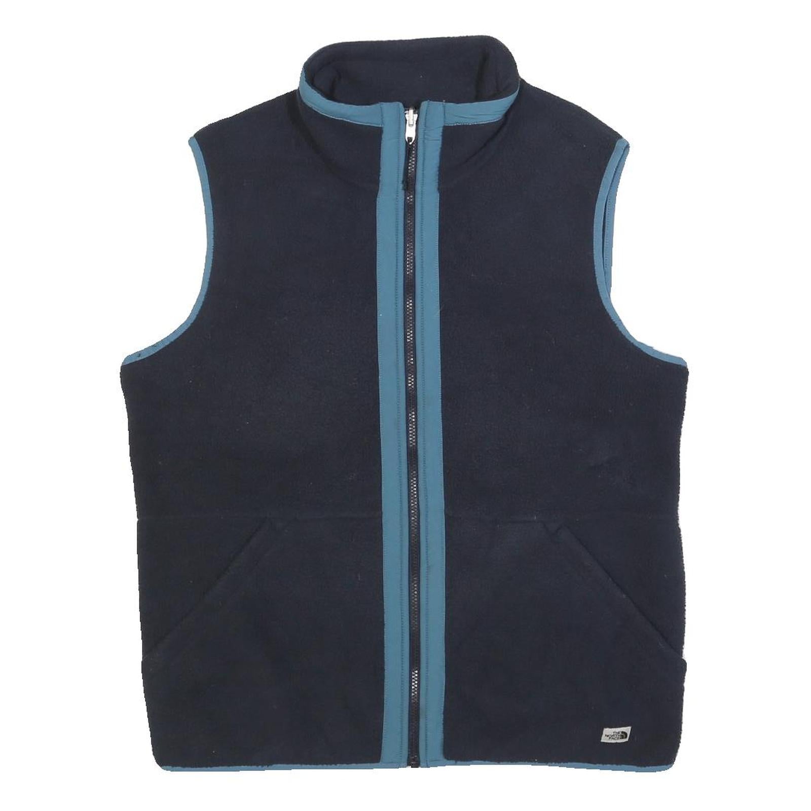 THE NORTH FACE Mens Navy Blue Fleece Jacket M Polyester Sleeveless Zip