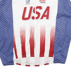 VOLEA Mens White & Blue USA Graphic T-Shirt 2XL Long Sleeve Crew Neck