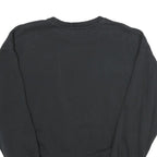 ADIDAS Womens Black Crew Neck Sweatshirt UK 12 Cotton Logo Casual Pullover