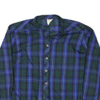 Womens Blue & Green Check Coach Jacket L Polyester Woven Button Closure Long