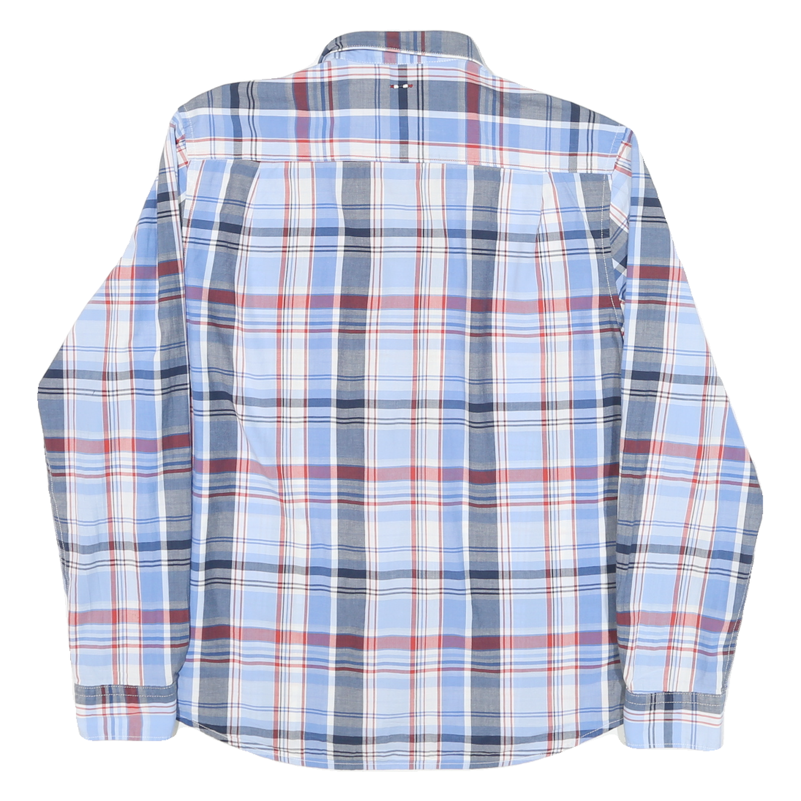 NAPAPIJRI Mens Blue & Red Plaid Cotton Blend Shirt M Casual Button-Down Long