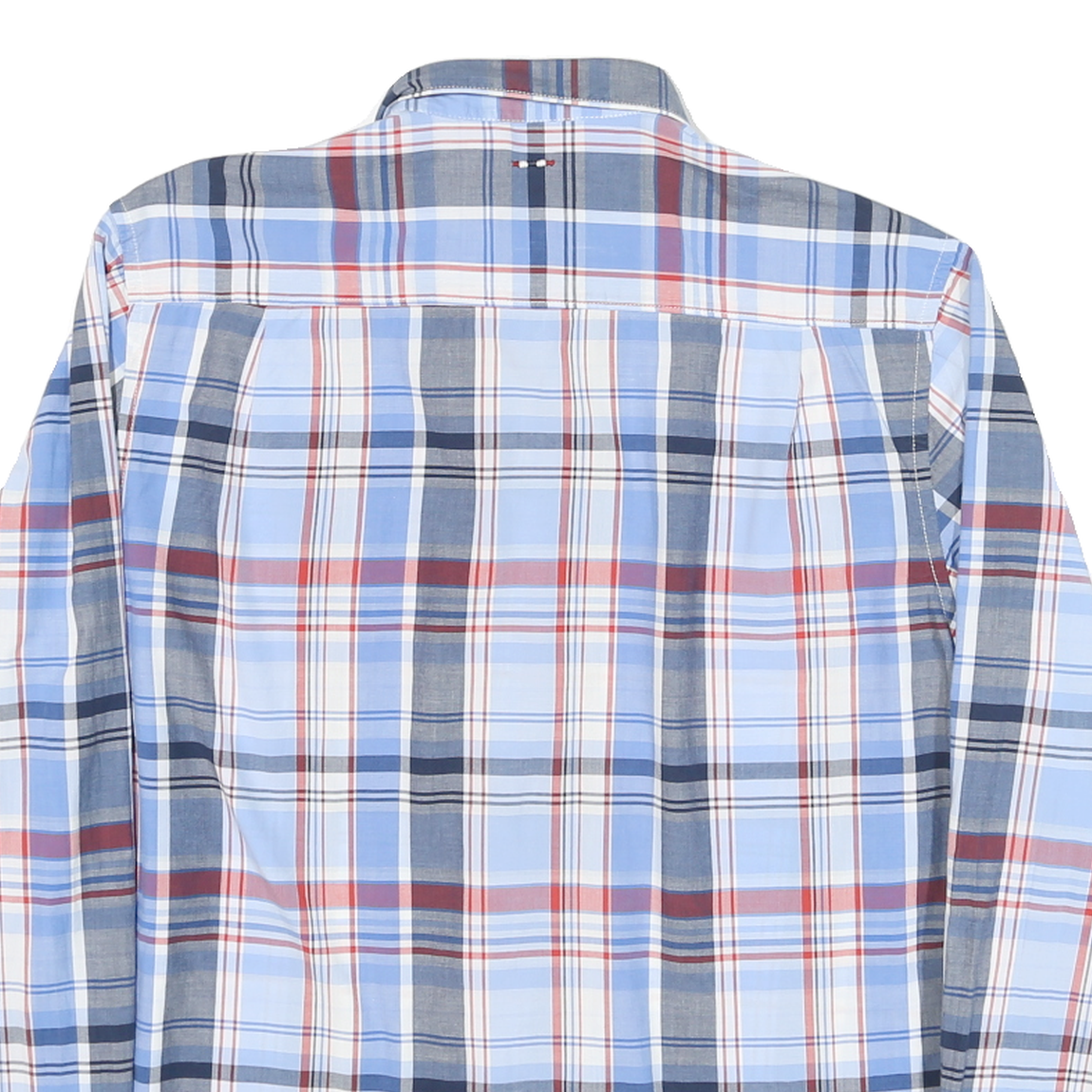 NAPAPIJRI Mens Blue & Red Plaid Cotton Blend Shirt M Casual Button-Down Long