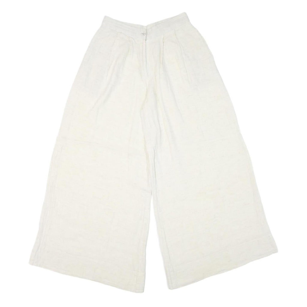 THE BURNT SOUL Womens Cotton Blend White Loose Wide-Leg Trousers W26 L27