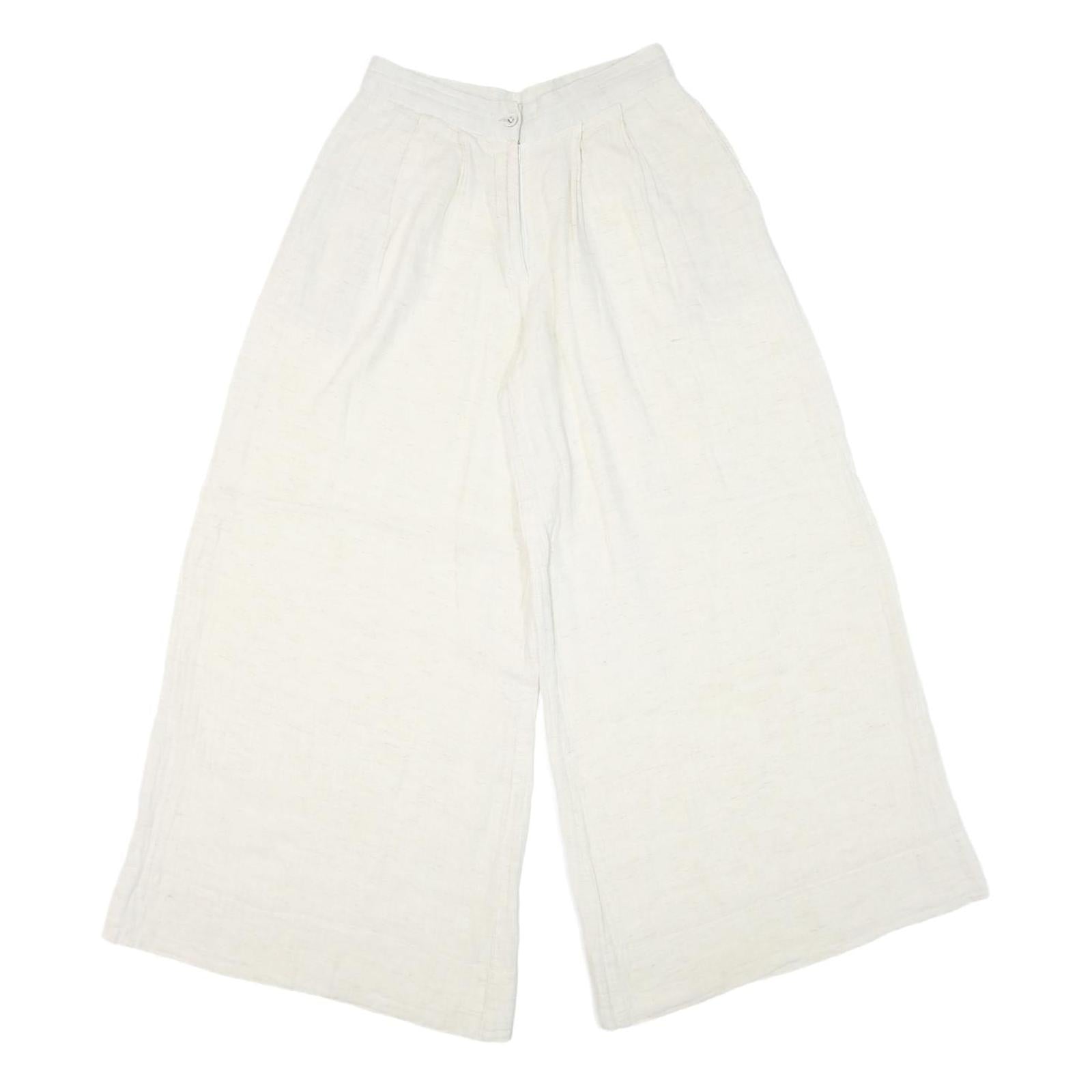 THE BURNT SOUL Womens Cotton Blend White Loose Wide-Leg Trousers W26 L27