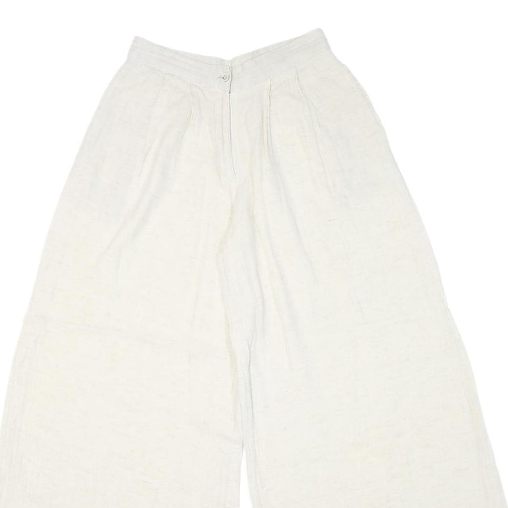 THE BURNT SOUL Womens Cotton Blend White Loose Wide-Leg Trousers W26 L27