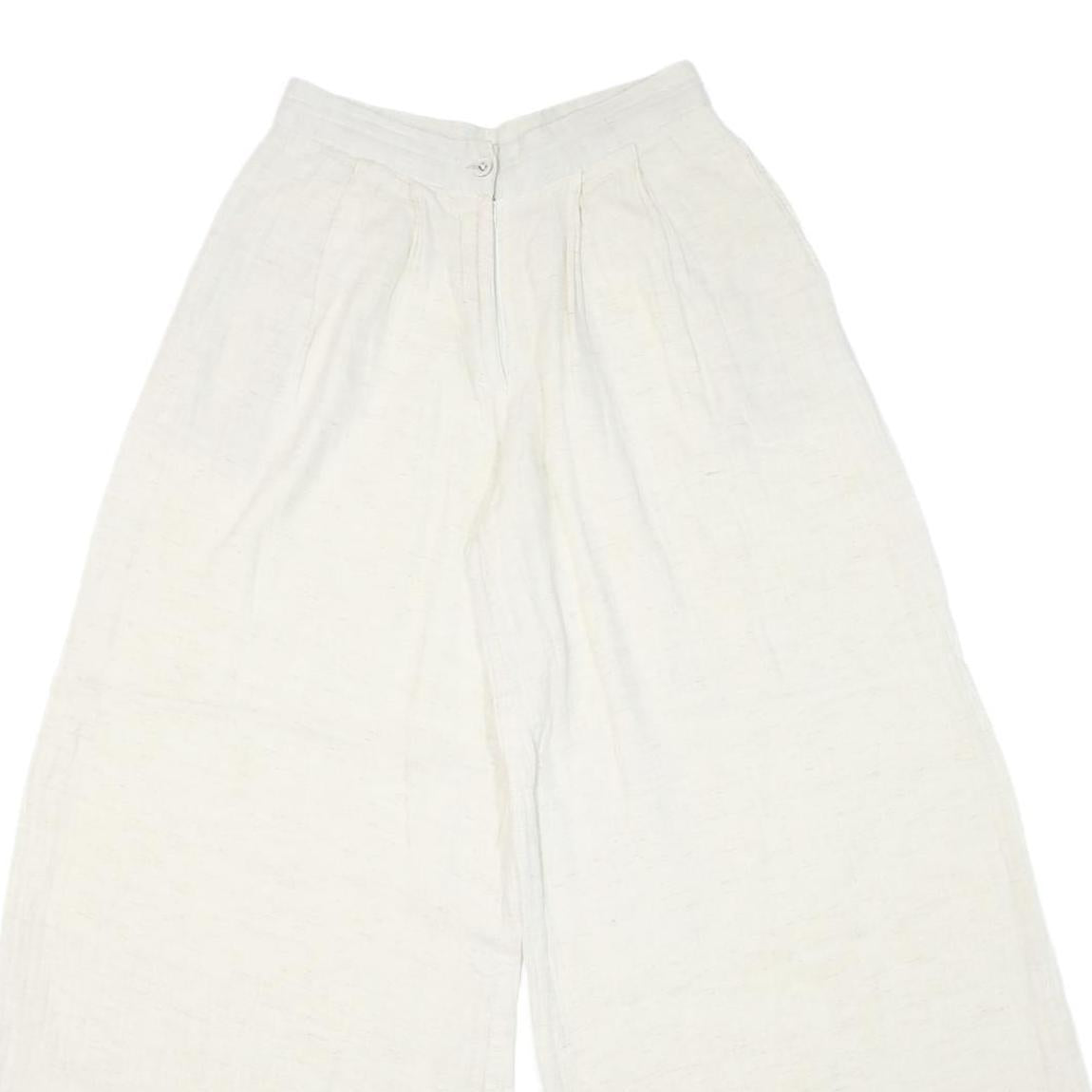 THE BURNT SOUL Womens Cotton Blend White Loose Wide-Leg Trousers W26 L27
