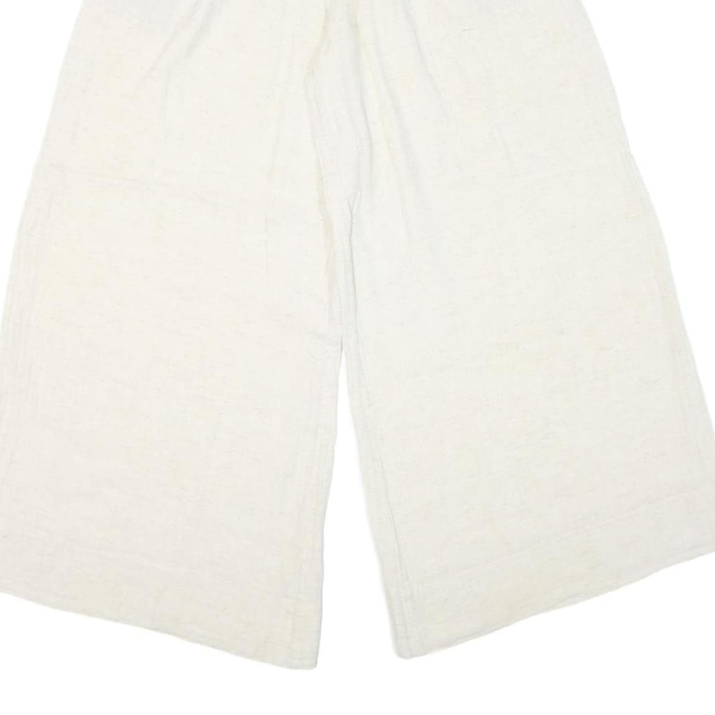 THE BURNT SOUL Womens Cotton Blend White Loose Wide-Leg Trousers W26 L27