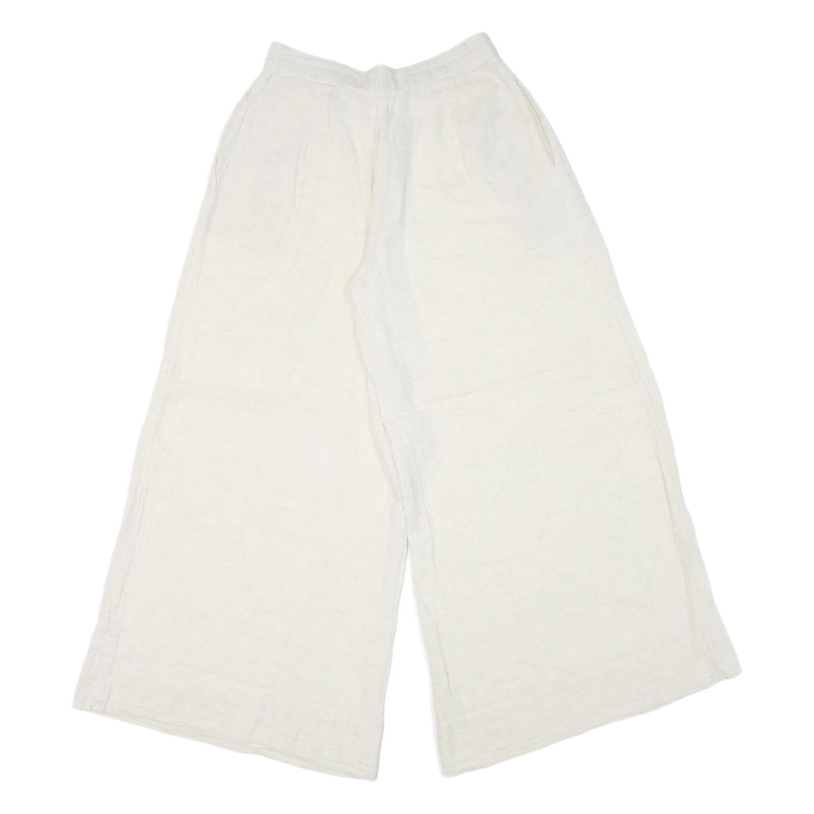THE BURNT SOUL Womens Cotton Blend White Loose Wide-Leg Trousers W26 L27