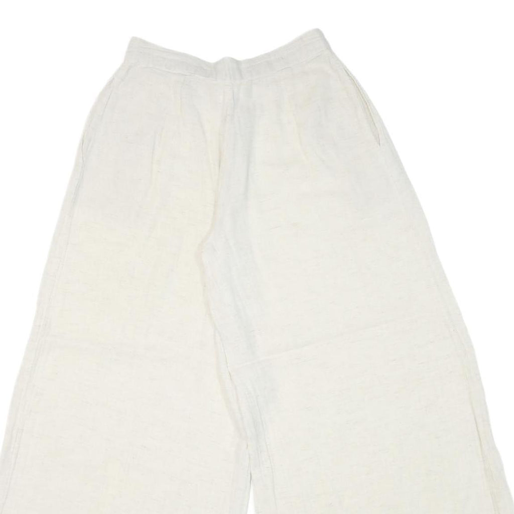 THE BURNT SOUL Womens Cotton Blend White Loose Wide-Leg Trousers W26 L27