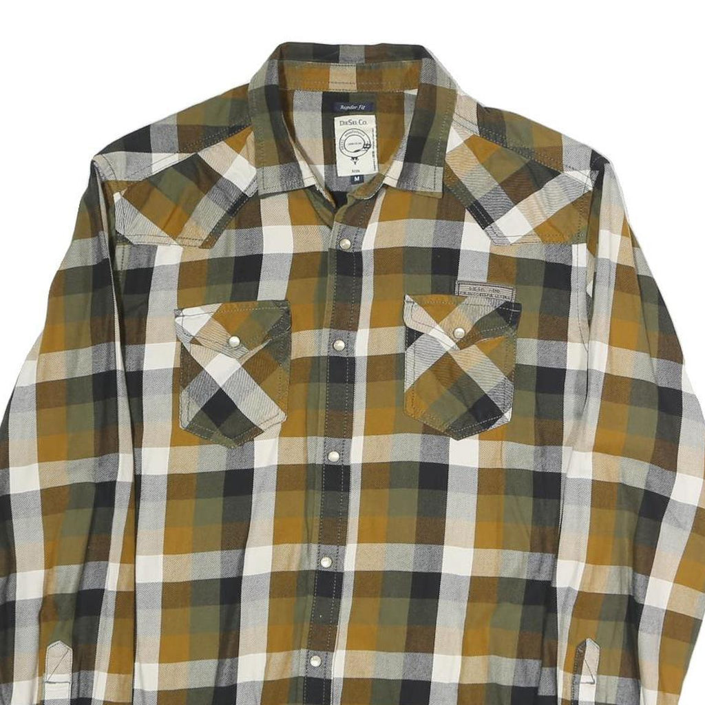 DIESEL Mens Green & Beige Check Shirt M Casual Cotton Button-Up