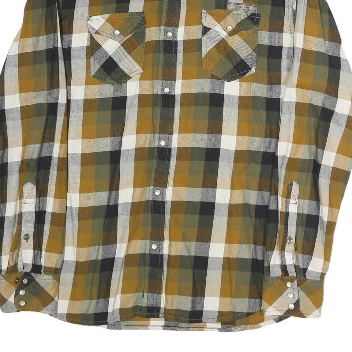 DIESEL Mens Green & Beige Check Shirt M Casual Cotton Button-Up