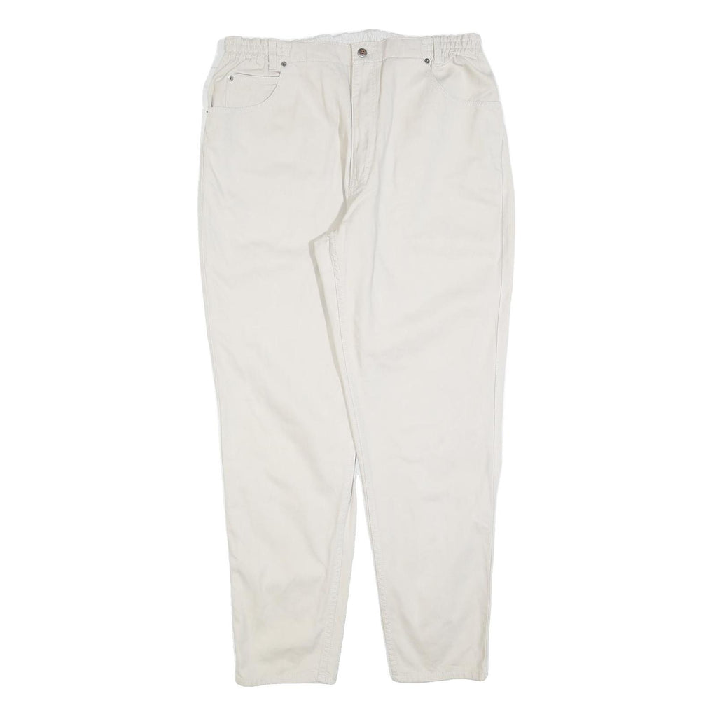 TEDDY'S Womens Cotton Blend White Relaxed Straight Trousers W36 L32 Casual