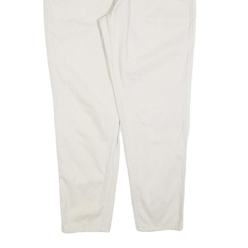 TEDDY'S Womens Cotton Blend White Relaxed Straight Trousers W36 L32 Casual
