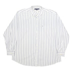 TOMMY HILFIGER Mens White & Grey Striped Shirt XL Classic Cotton Button-Down
