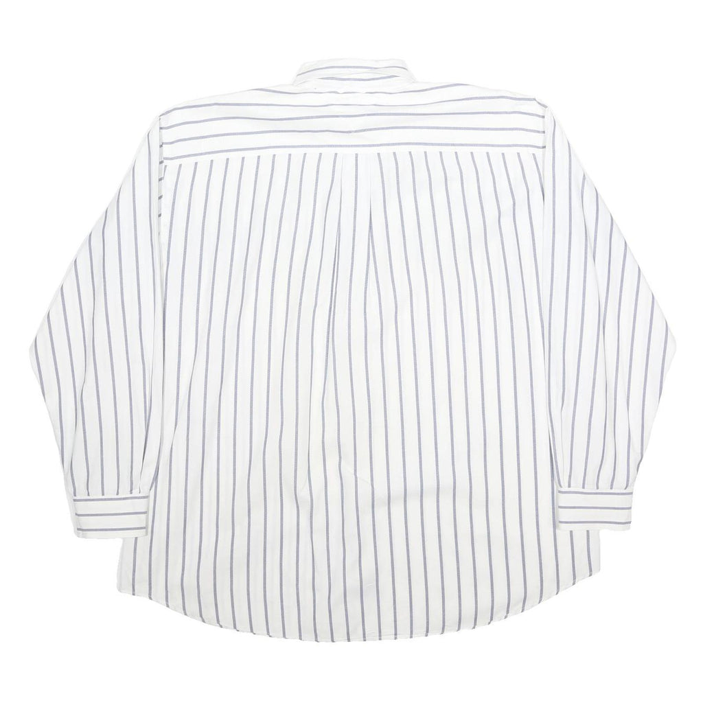 TOMMY HILFIGER Mens White & Grey Striped Shirt XL Classic Cotton Button-Down