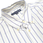 TOMMY HILFIGER Mens White & Grey Striped Shirt XL Classic Cotton Button-Down