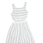 Cut Out Waist Womens Playsuit Grey Striped Wide-Leg XS