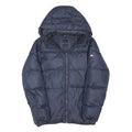 TOMMY HILFIGER Boys Navy Blue Down Jacket M Quilted Hooded Zip Warm Winter