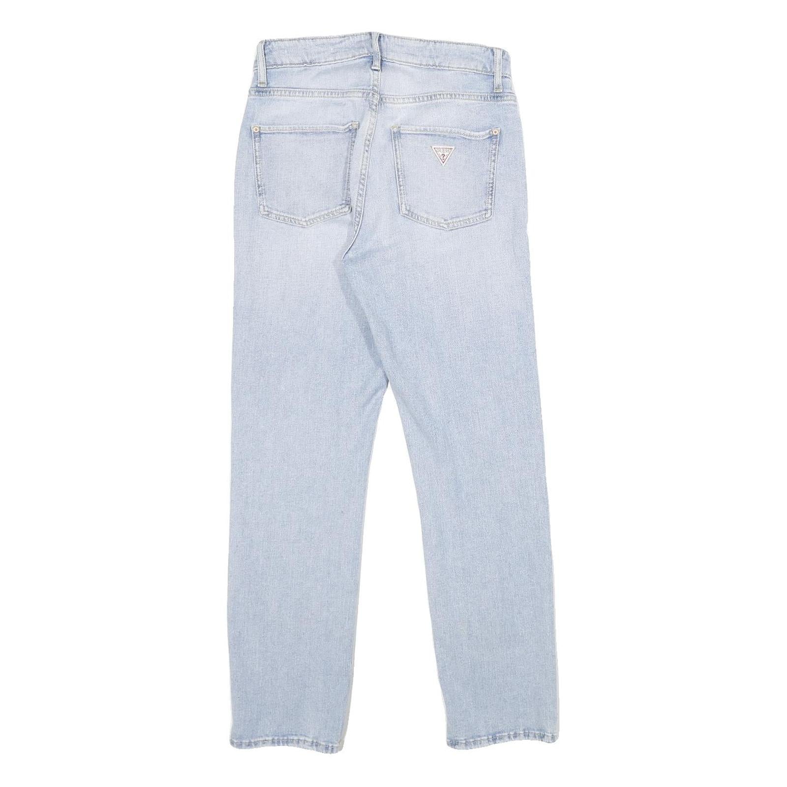 GUESS Mens Slim Fit Light Blue Denim Jeans W26 L28 Stylish Zip Closure