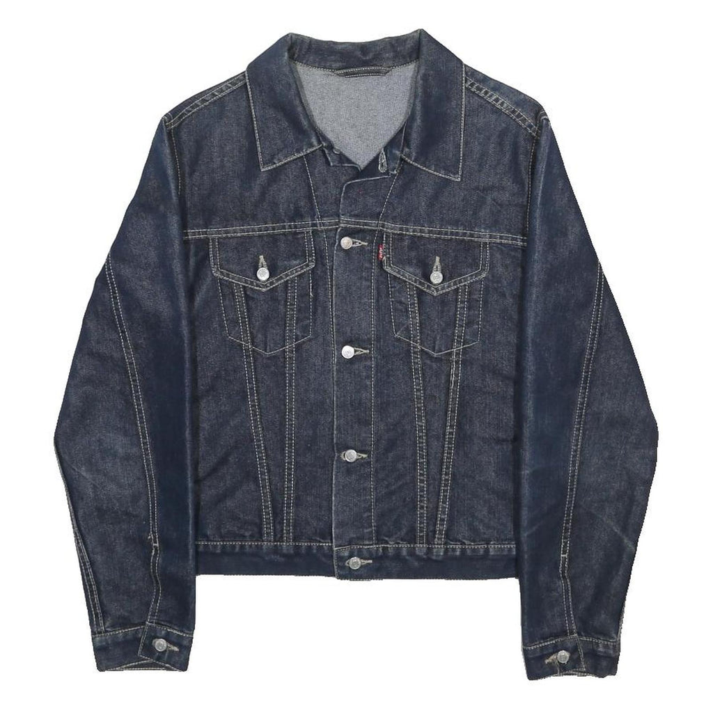 LEVI'S Womens Blue Denim Jacket M Cotton Blend Button Closure Classic Fit Casual
