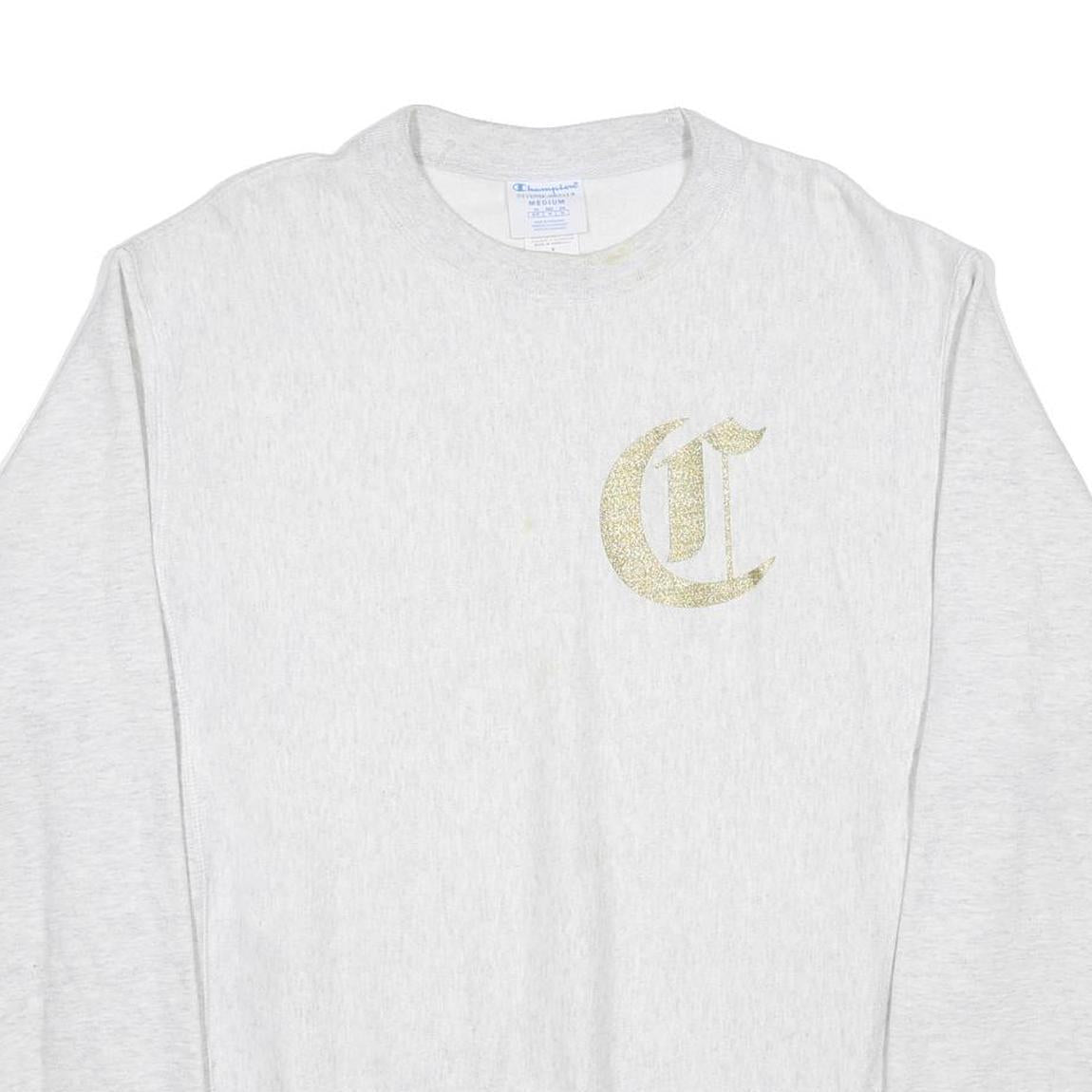 CHAMPION REVERSE WEAVE Mens Light Grey Cotton Blend Crew Neck Sweatshirt M