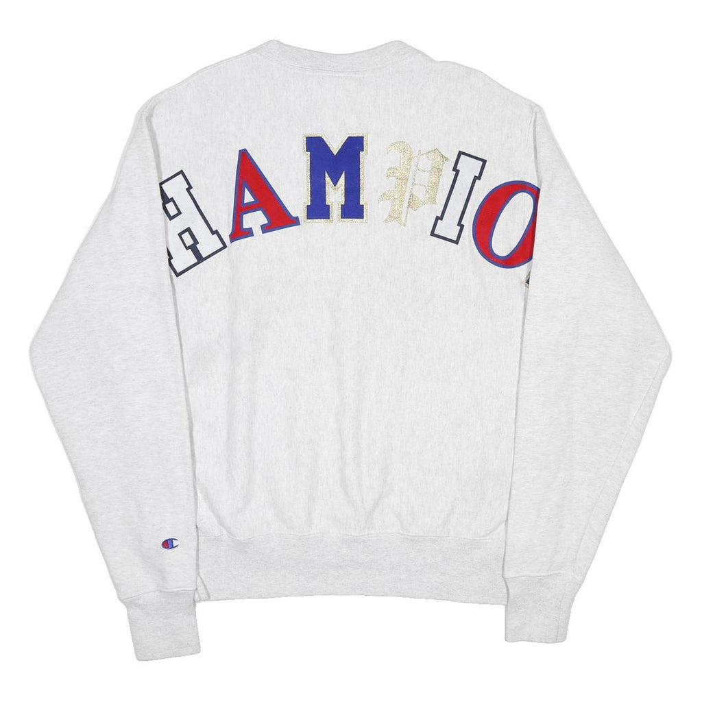 CHAMPION REVERSE WEAVE Mens Light Grey Cotton Blend Crew Neck Sweatshirt M