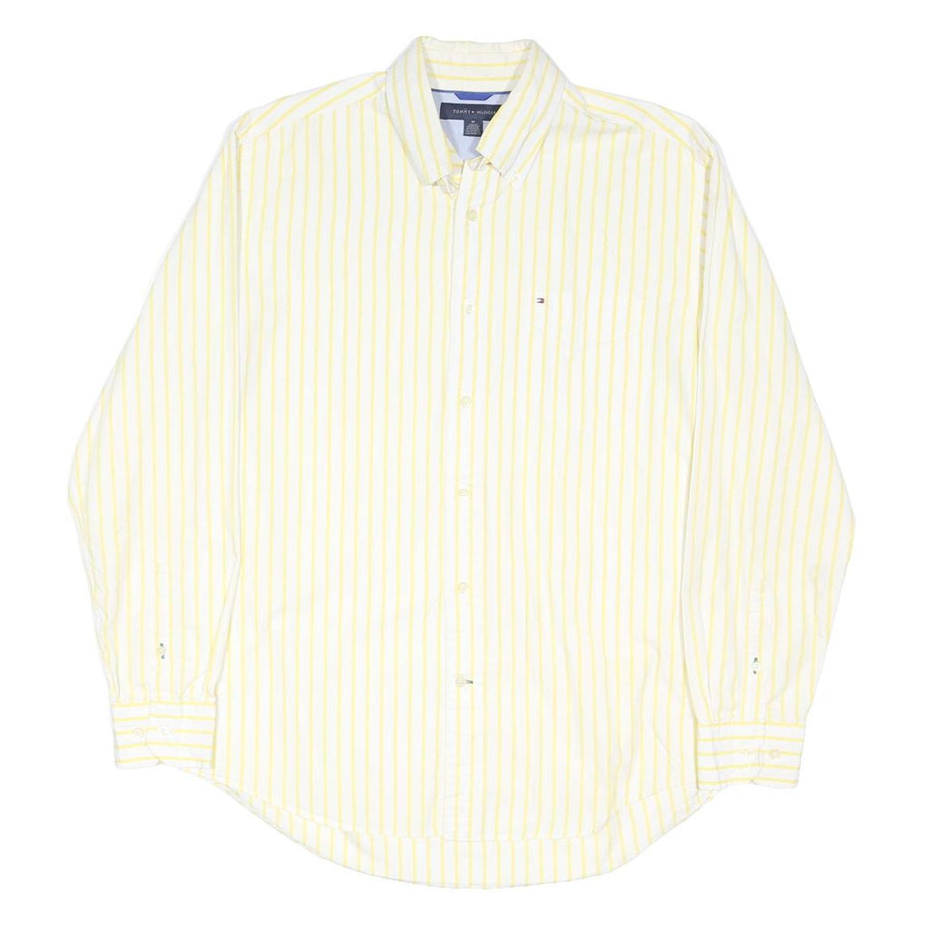 TOMMY HILFIGER Mens Yellow & White Stripe Shirt M Button Down Smart Casual