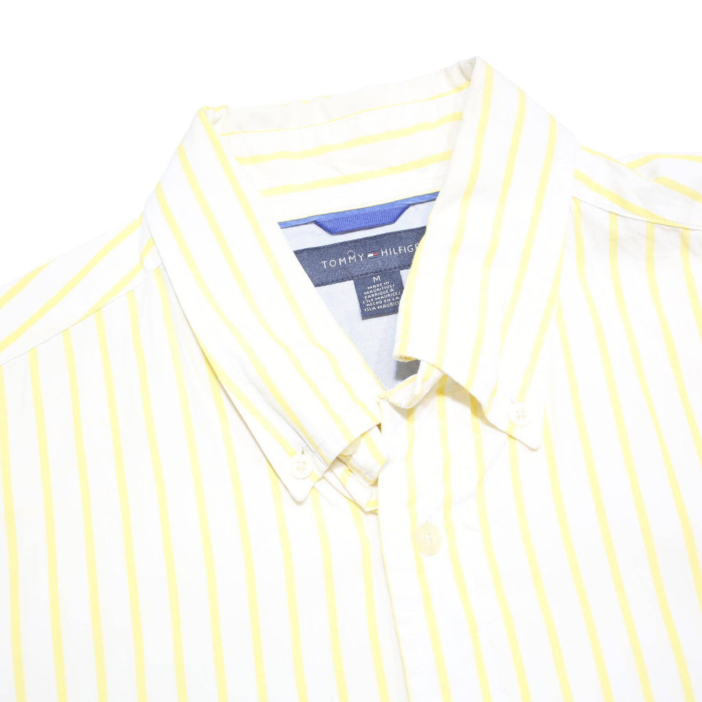 TOMMY HILFIGER Mens Yellow & White Stripe Shirt M Button Down Smart Casual