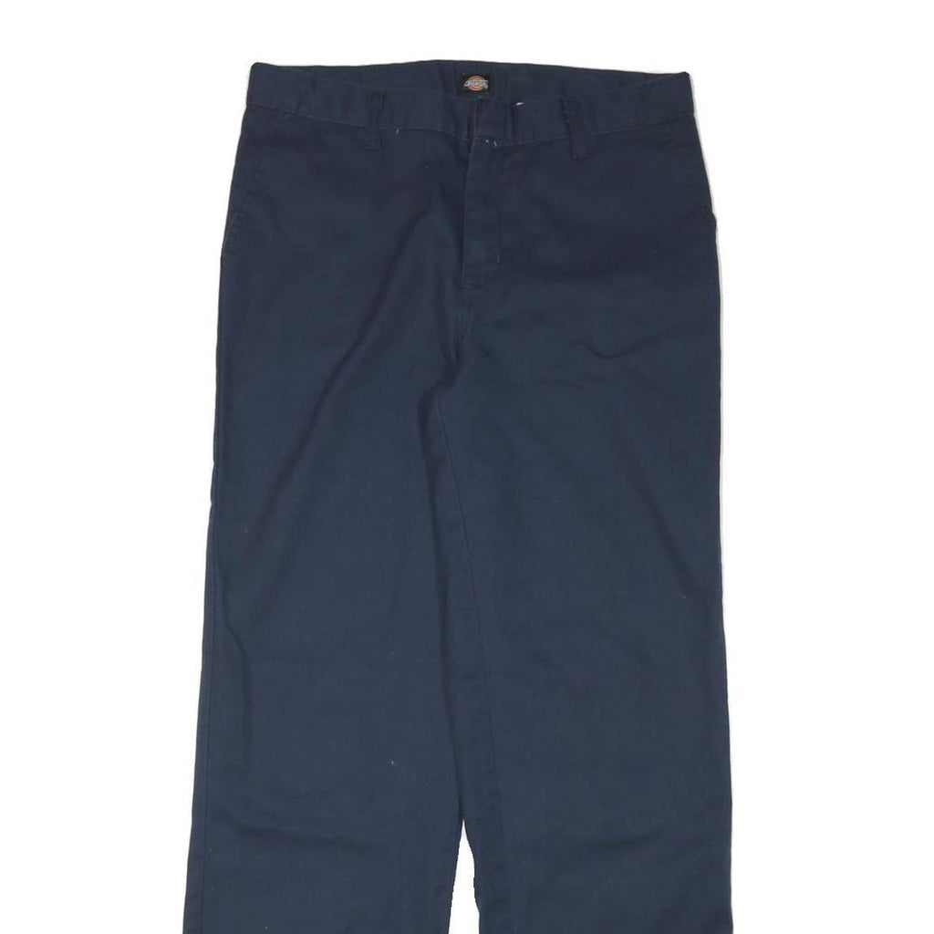 DICKIES Mens Cotton Blend Navy Regular Straight Trousers W31 L30 Workwear Zip
