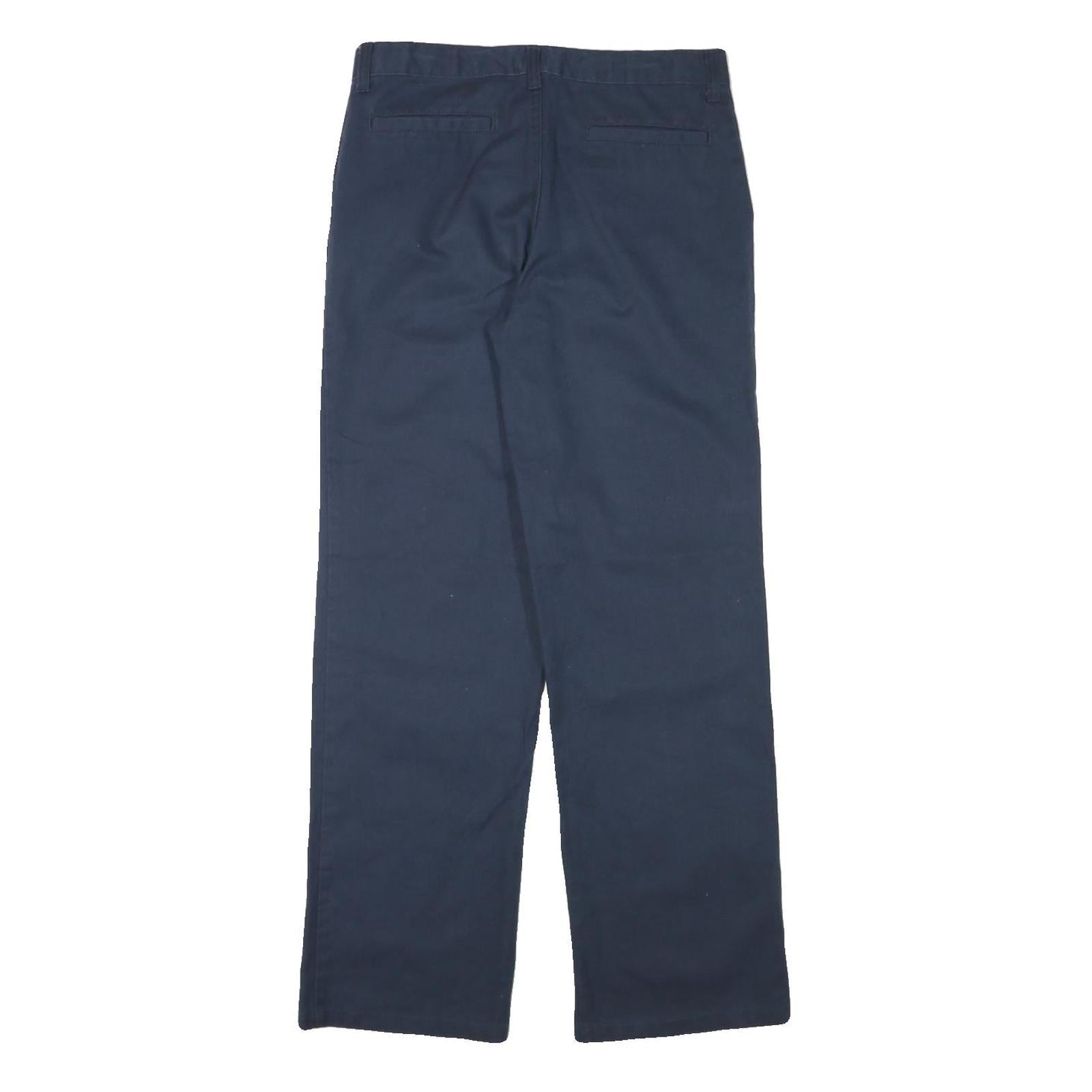 DICKIES Mens Cotton Blend Navy Regular Straight Trousers W31 L30 Workwear Zip