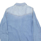BASIC DENIM Womens Blue Denim Shirt S Button Pocket Casual
