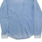 BASIC DENIM Womens Blue Denim Shirt S Button Pocket Casual
