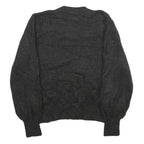 TIME AND TRU Womens Black Sparkle Pullover Plain Crew Neck Basic Knit L Jumper