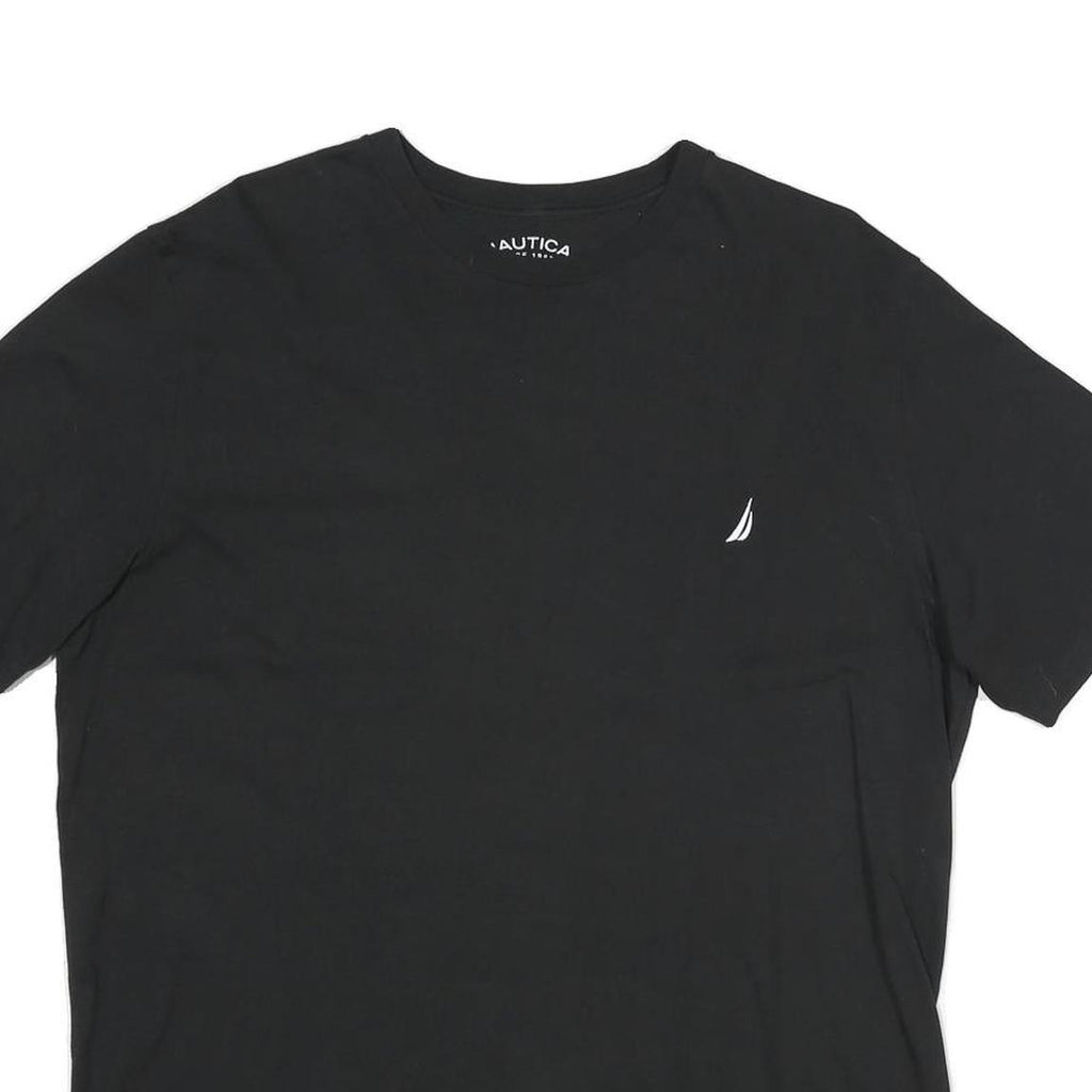 NAUTICA Mens Black Classic T-Shirt L Short Sleeve Crew Neck Cotton Casual
