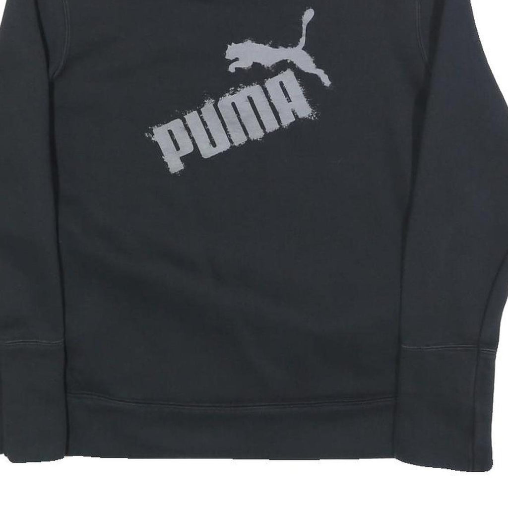 PUMA Womens Black Pullover Sweatshirt UK 14 Cotton Blend Logo Print